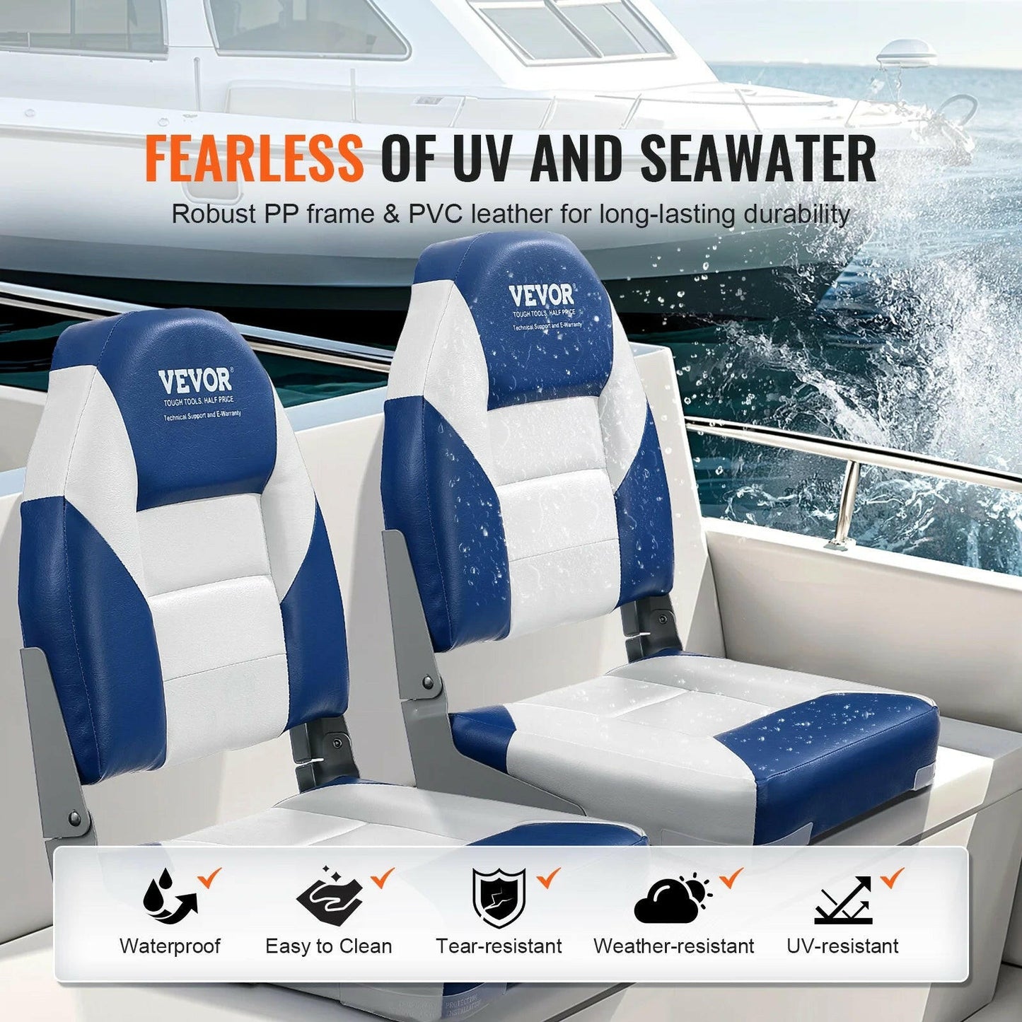 Upgrade your boating experience with our comfy, foldable Marine Seats! Perfect for fishing, sightseeing, and adventures on speedboats & canoes. Grab your set of 2 today!.