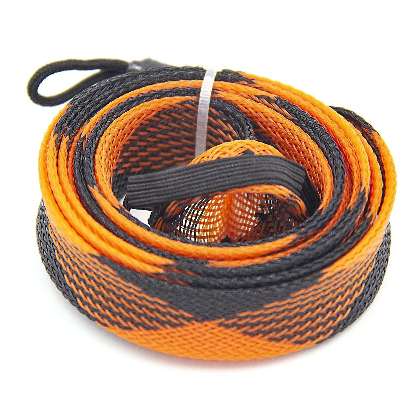 Premium Baitcast Fishing Rod Sock in Vibrant Orange and Black Design.
