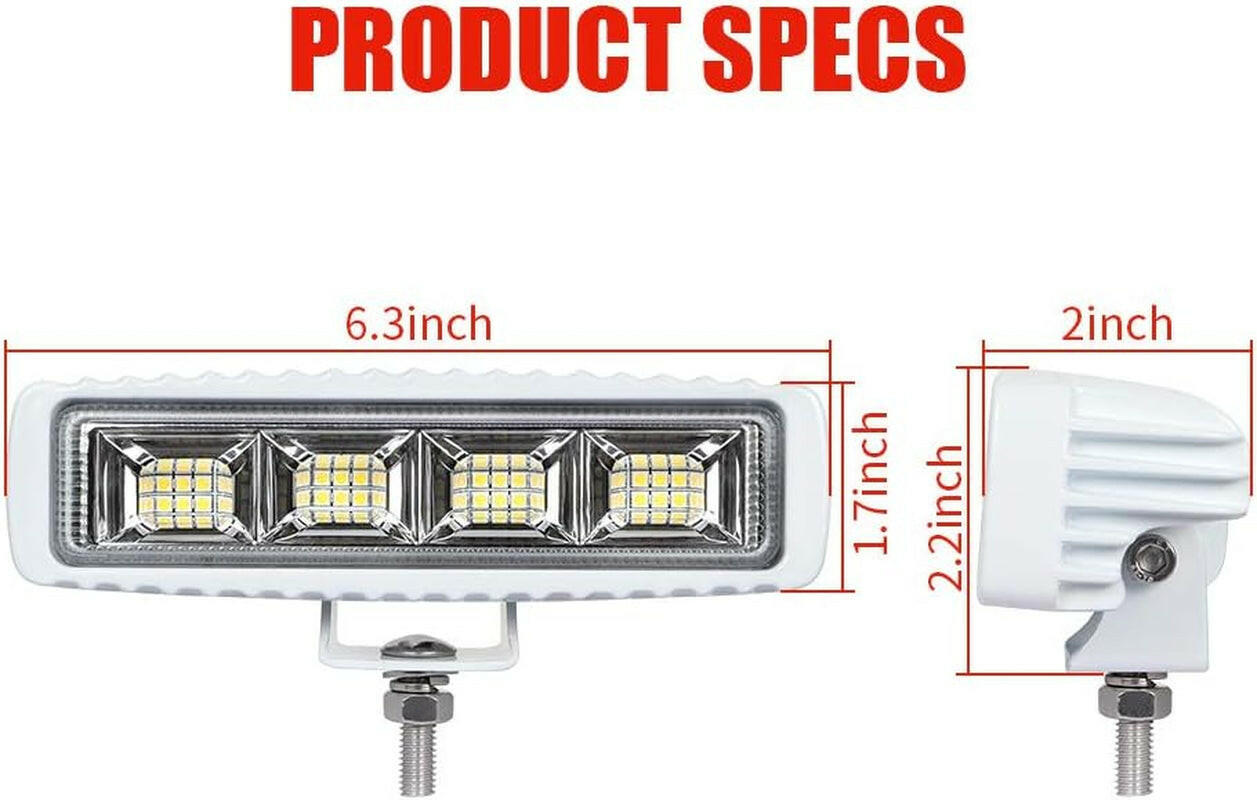 High-Performance Waterproof LED Boat Lights - 2 Pack 72W Marine Deck/Dock Flood Lights, 4000 Lumens, 6.3 Inch, 12/24V Light Bar.