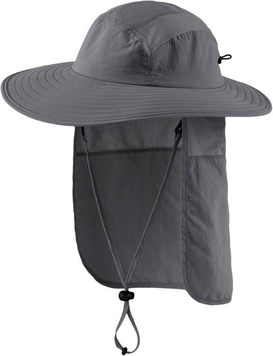 Ultimate UPF 50+ Men's Wide Brim Fishing Hat with Neck Flap - Superior Sun Protection for Outdoor Adventures