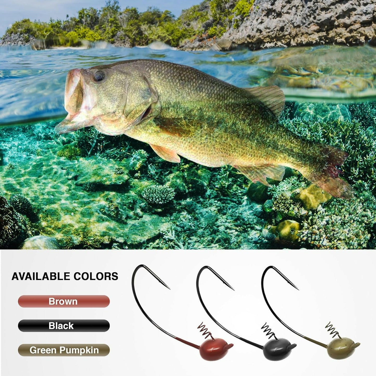 Premium Tungsten Shaky Head Jigs for Bass Fishing - Catch Big Bass with 5-Pack High-Performance Hooks.