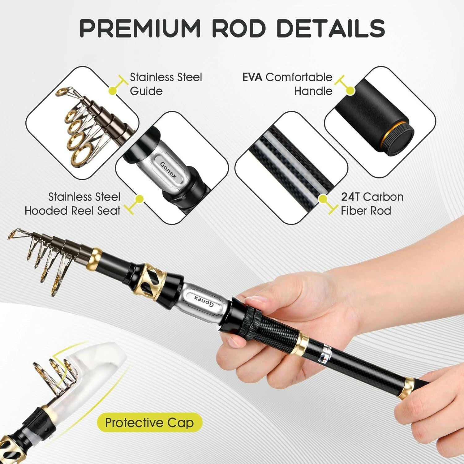 Ultimate Fishing Rod and Reel Combo - Telescopic Pole Set with Fishing Line, Lures Kit & Carry Bag for Saltwater & Freshwater Adventures (6-9 Feet).