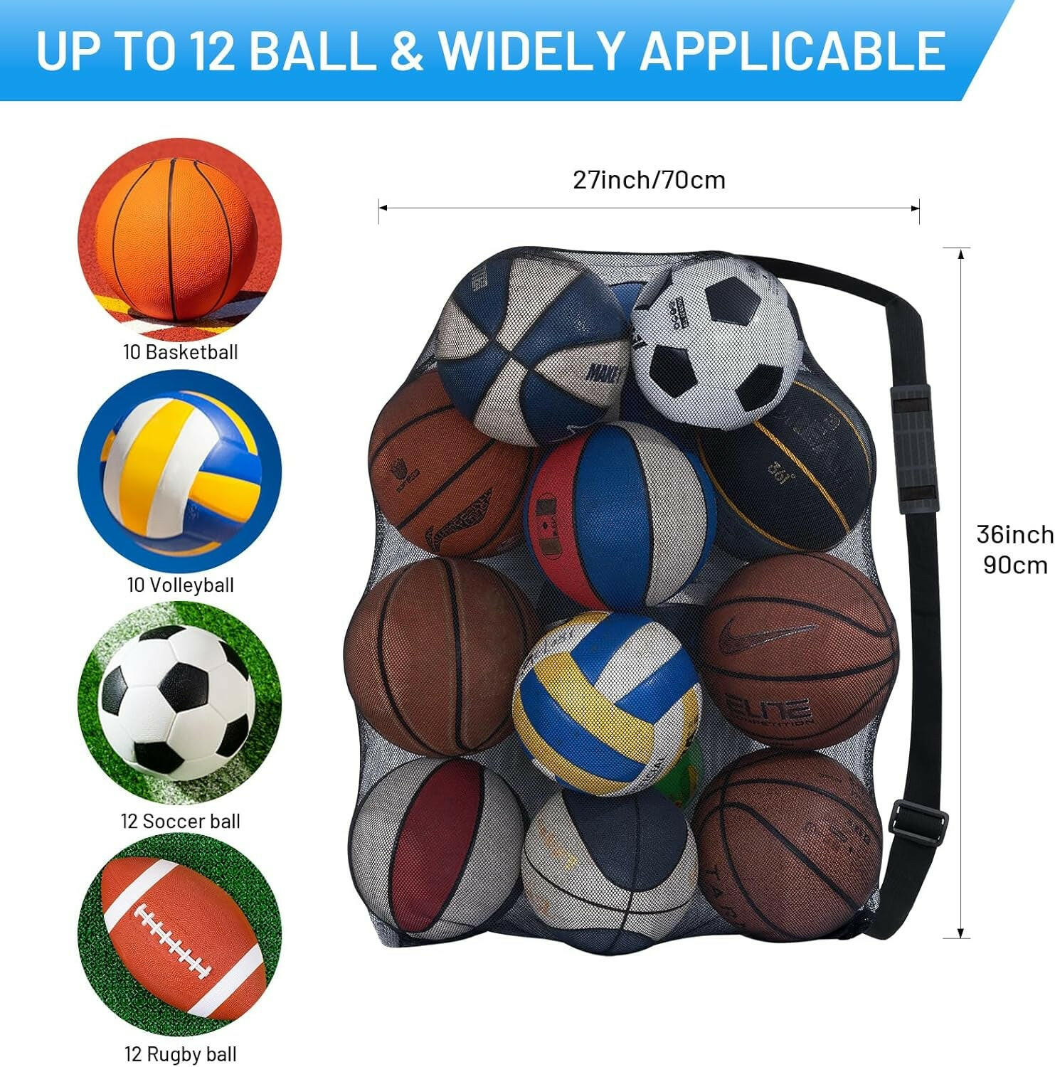 Ultimate Heavy Duty Sports Ball Bag: Perfect for Coaches! Holds 10-12 Footballs, Basketballs, or Tennis Balls - Extra Large Mesh with Drawstring! 🏈🏀🎾 #SportsGear #CoachingEssentials.