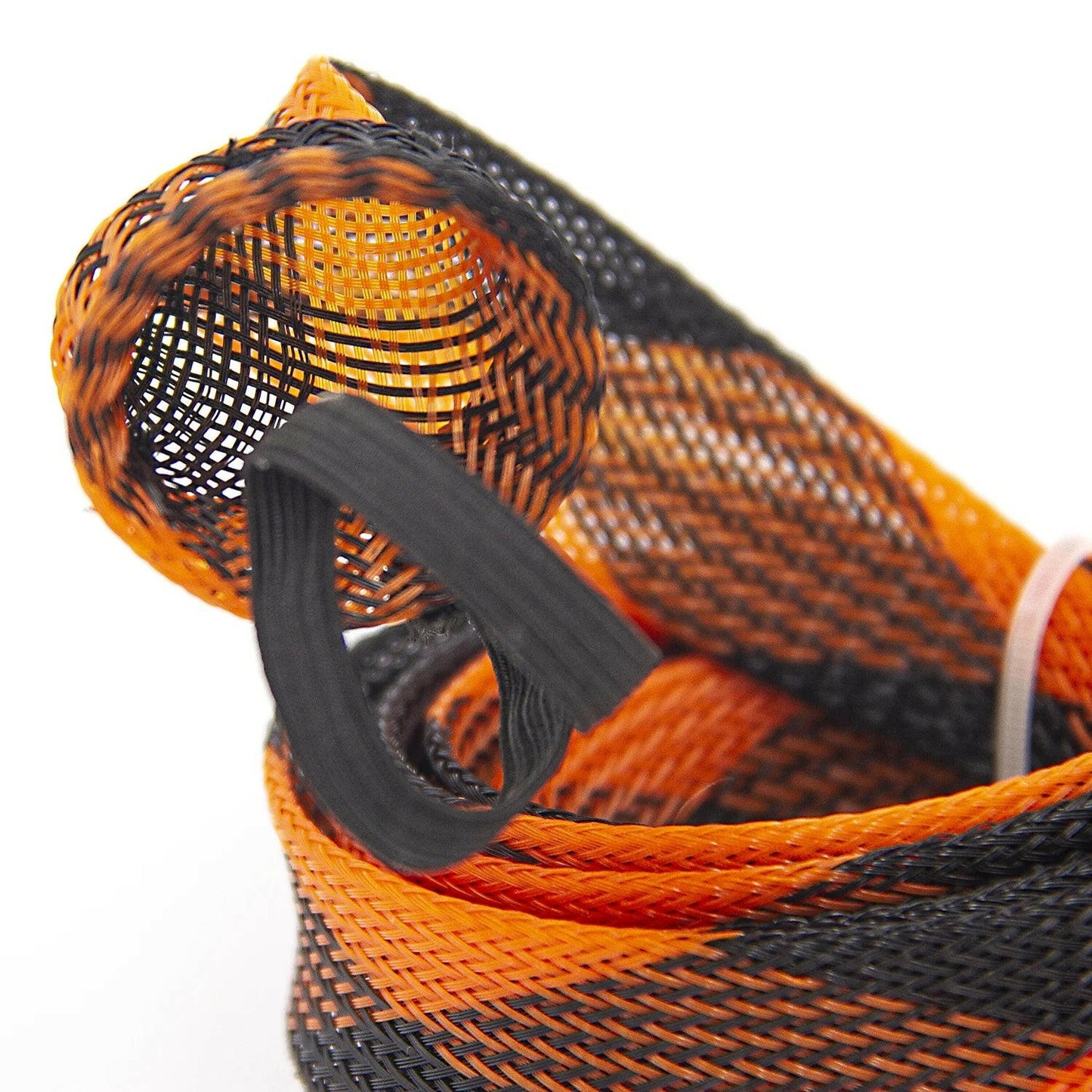 Premium Baitcast Fishing Rod Sock in Vibrant Orange and Black Design.