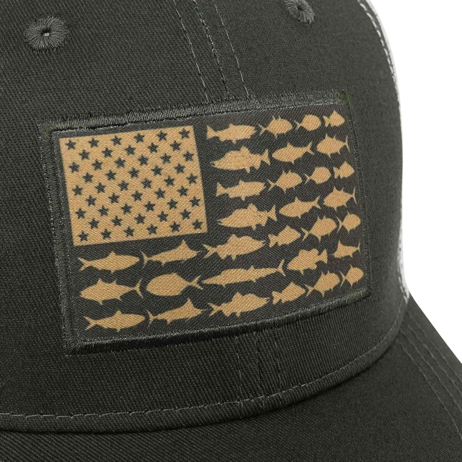 American Fish Flag Trucker Hats - Ideal Gifts for Anglers - Fashionable Snapback for Outdoor Activities and Everyday Use