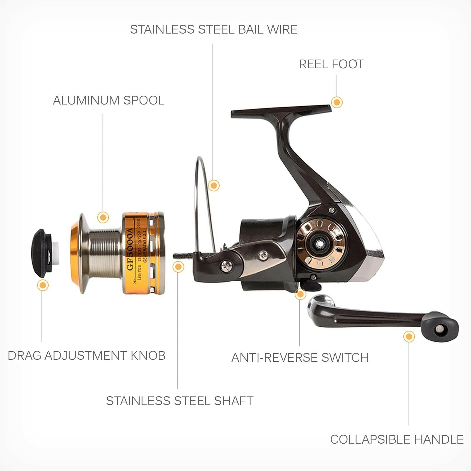 2-Piece Carbon Fiber Telescopic Fishing Rod and Reel Combo Set with Spinning Reel Gear Organizer