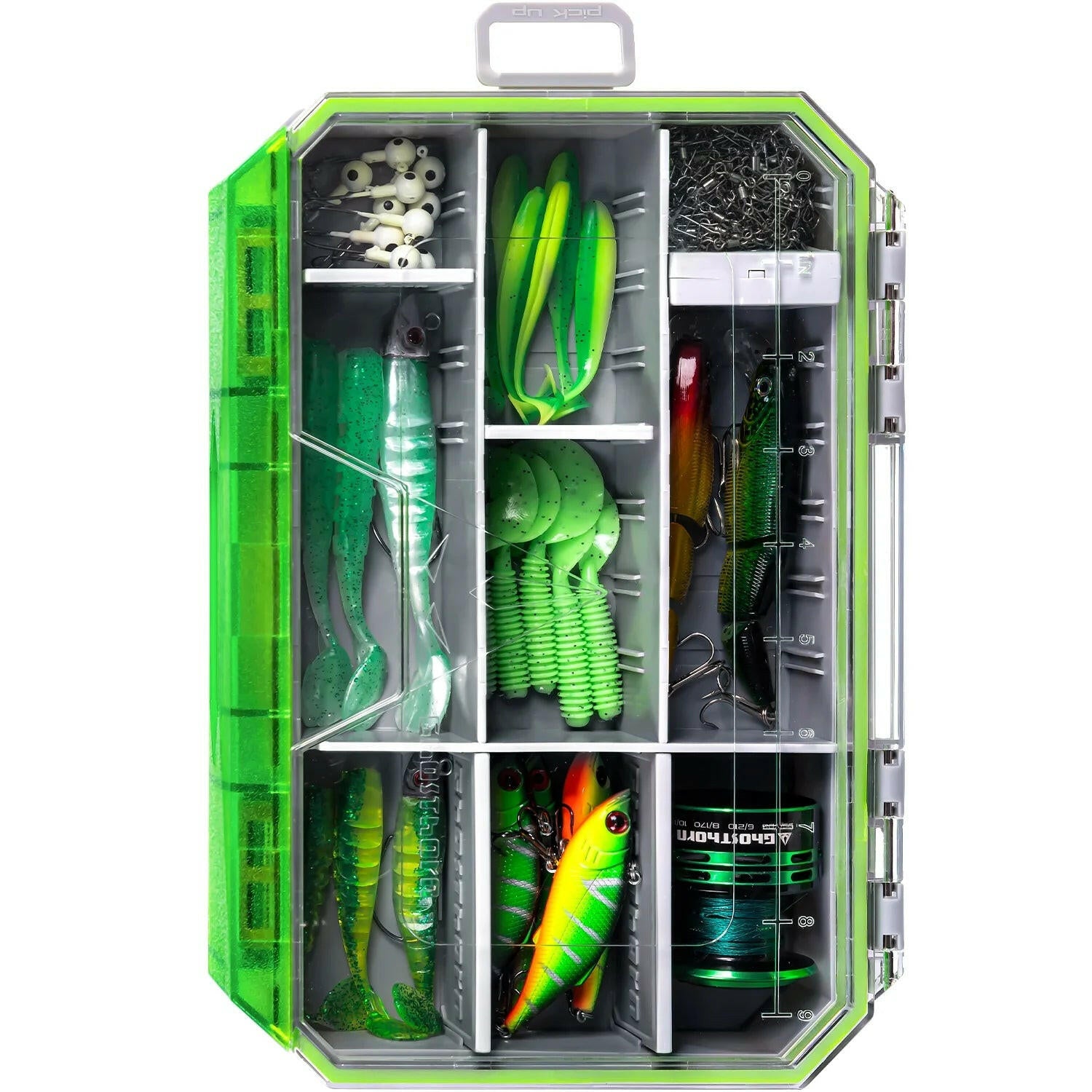 Ghosthor Plastic Fishing Tackle Box Organizer,Waterproof 3600 and 3700 Tackle Trays with Removable Partition,Fishing Lures/Bait/Gear Storage, 3600 1Pc.