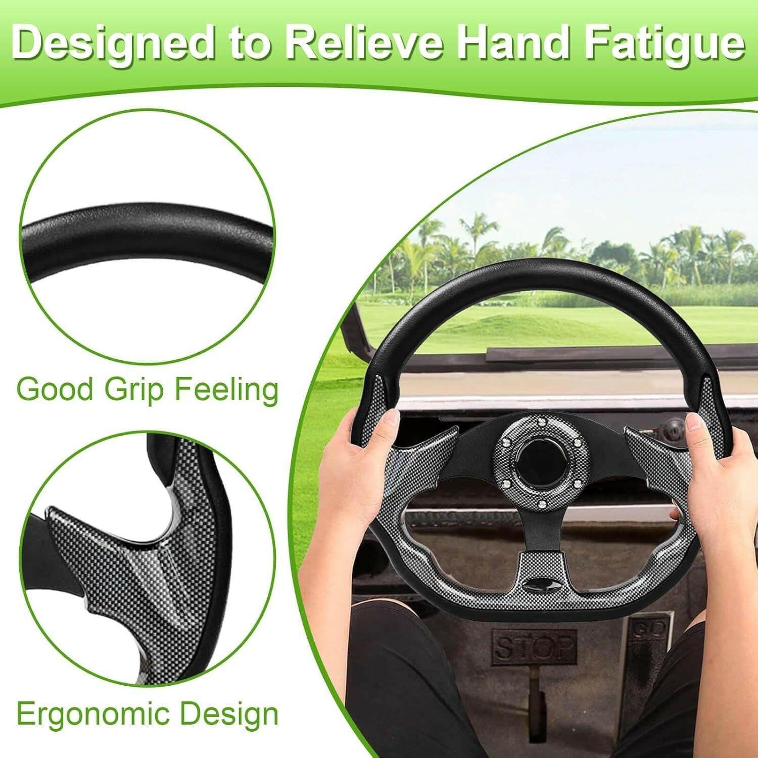 Upgrade Your Golf Cart with Ergonomic D-Shape Steering Wheel - Fits EZGO, Club Car, and Yamaha Models for Ultimate Comfort and Precision.