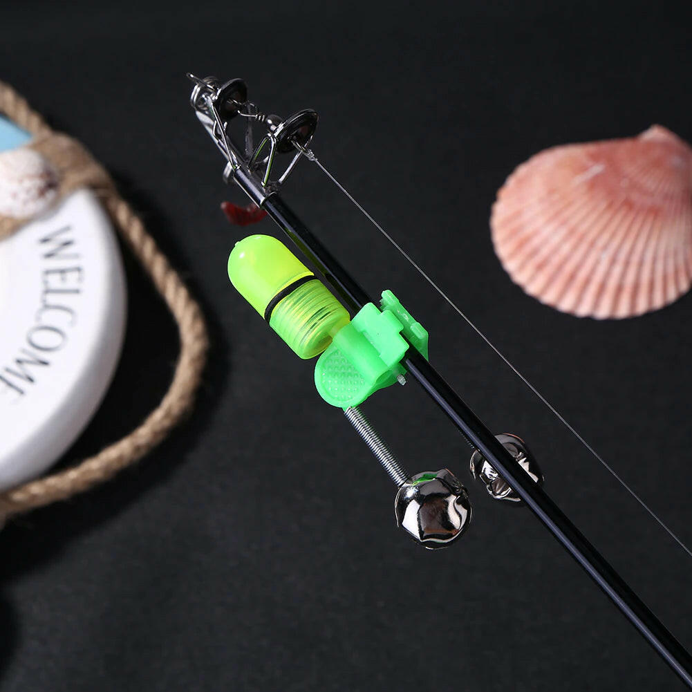 10/40 PC LED Night Fishing Bite Alarm with Dual Bells and Rod Tip Clip Alert System