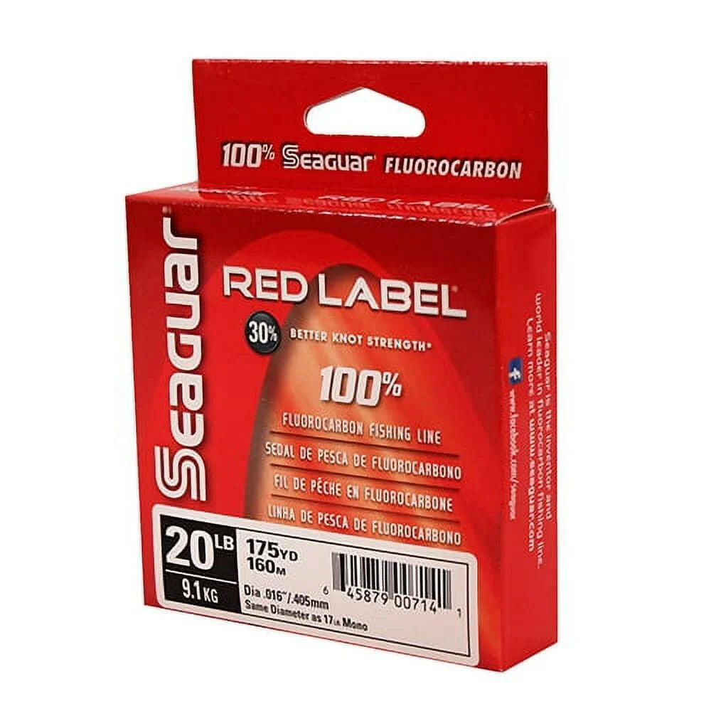 Red Label 100% Fluorocarbon Fishing Line - 20Lbs Strength, 175Yds Length - Ultimate Performance for Anglers.