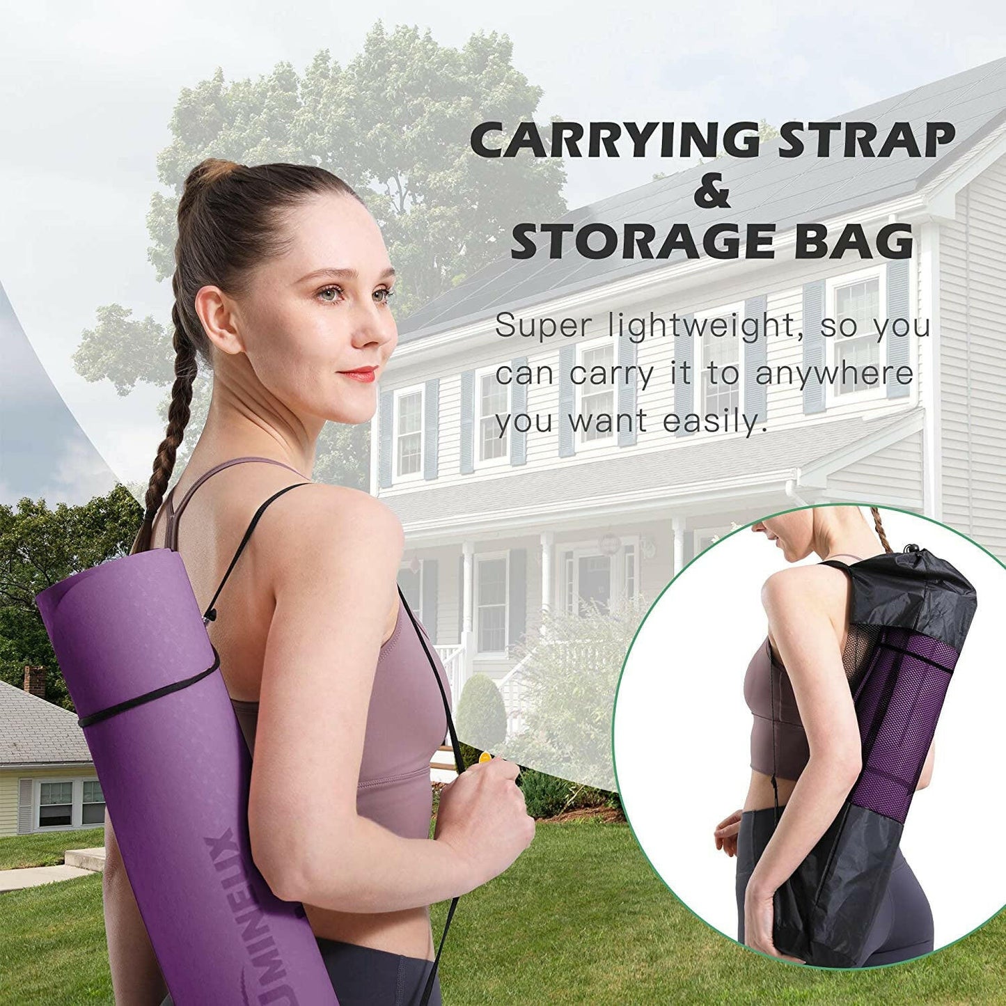 Premium Non-Slip Yoga Mat - Eco-Friendly, Anti-Tear 1/4" Thick Pilates Fitness Mat for Women with Carrying Sling & Storage Bag - Perfect for Home Workouts!