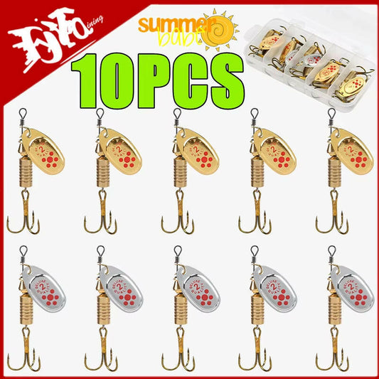 10PCS Spinner Spoon Fishing Lures Set - 6.3Cm 7G Metal Baits for Bass, Trout, Perch & Pike with Convenient Storage Box