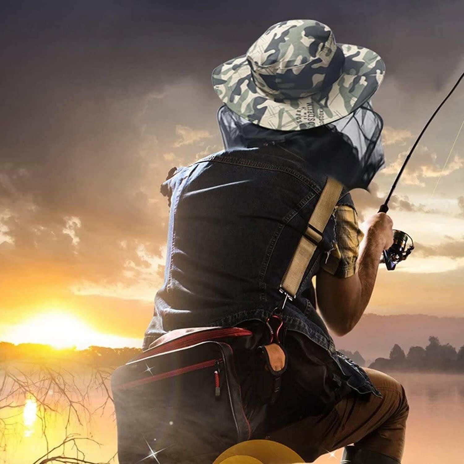 2 Pack Mosquito Head Net Hat - Versatile Sun & Fishing Hat with Hidden Mesh for Outdoor Activities - Ideal for Gardening, Hiking & Beekeeping - Unisex Army Green.