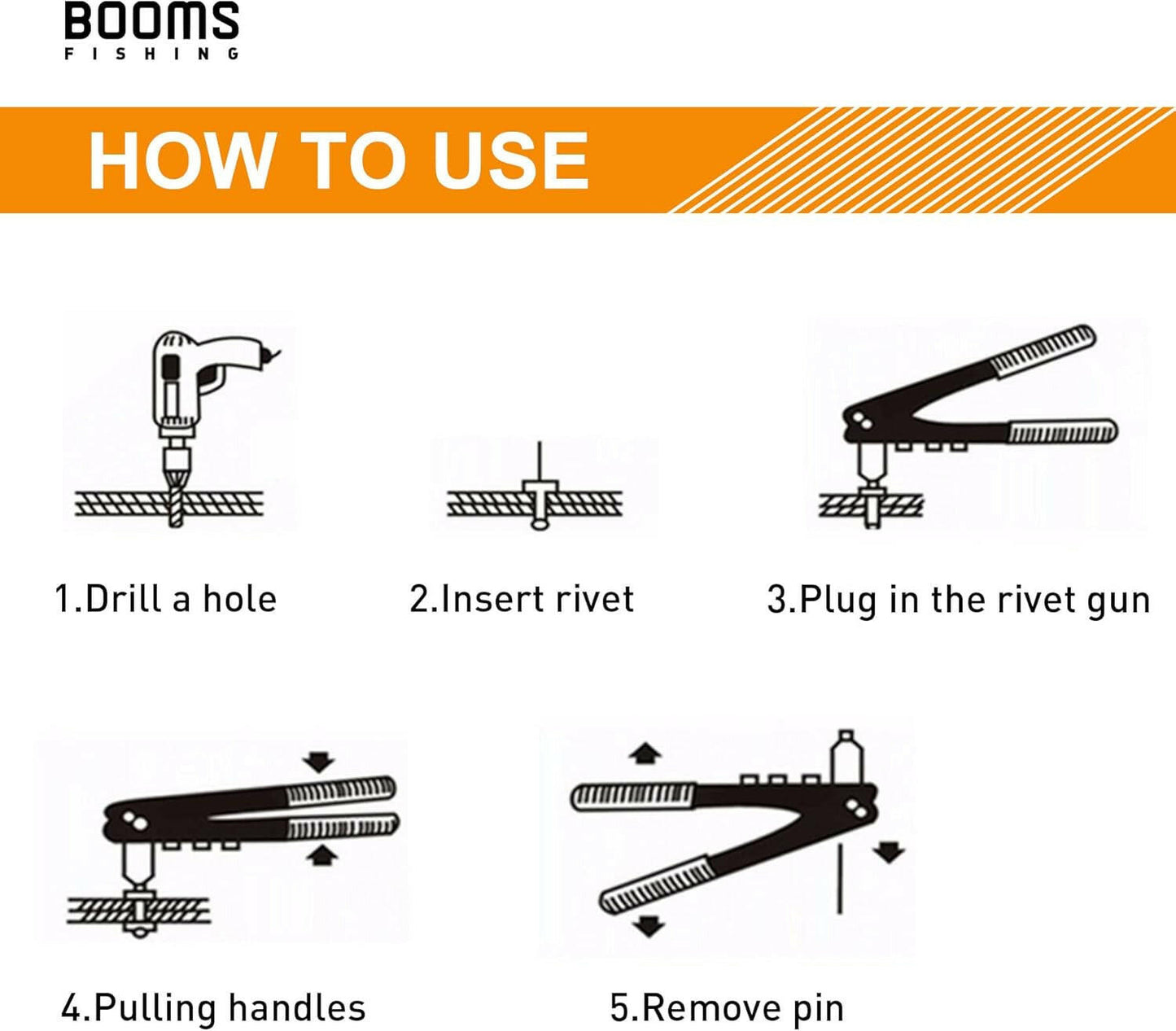 MA1 Tri-Grip Rivet Kit for Kayak Pad Eyes - Durable Black Finish.