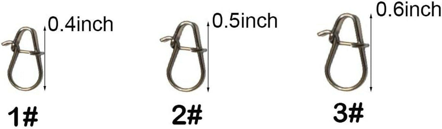 100-Piece Pack of High-Strength Fishing Snaps and Power Clips - Available in 25LB, 30LB, and 40LB Options