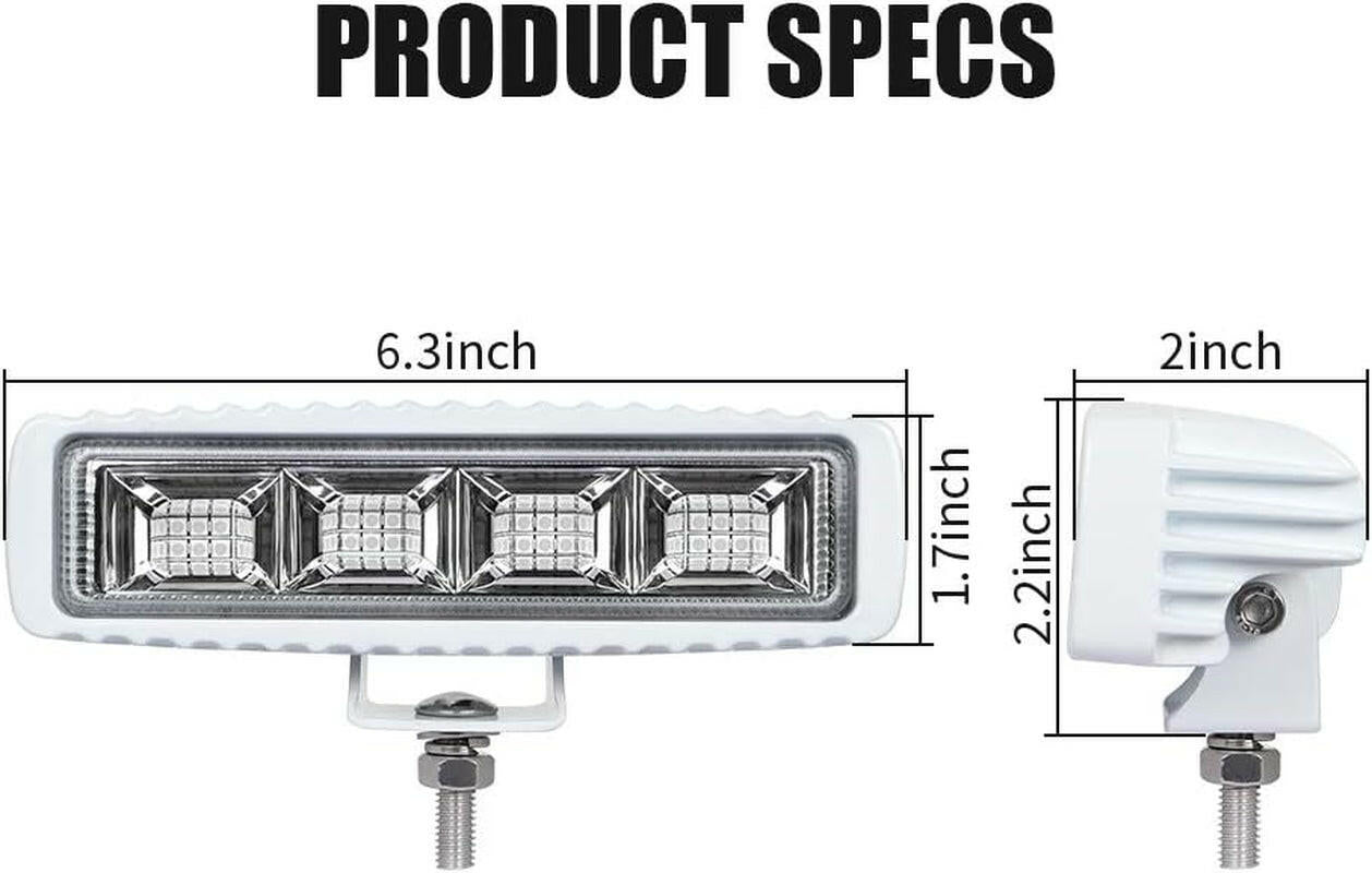 High-Performance Waterproof Blue LED Boat Lights - 2 Pack 72W Marine Deck/Dock Flood Lights, 4000 Lumens, 120° Beam Angle, 6.3 Inch, 12/24V.