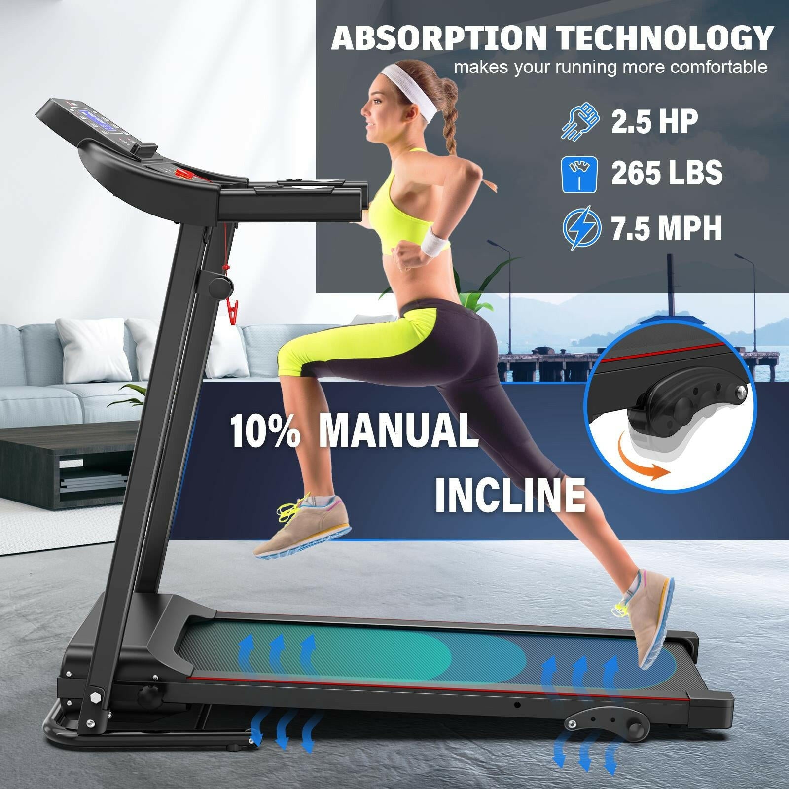 Versatile Indoor Aerobic Treadmill with Adjustable Incline and Easy Mobility for All Fitness Levels