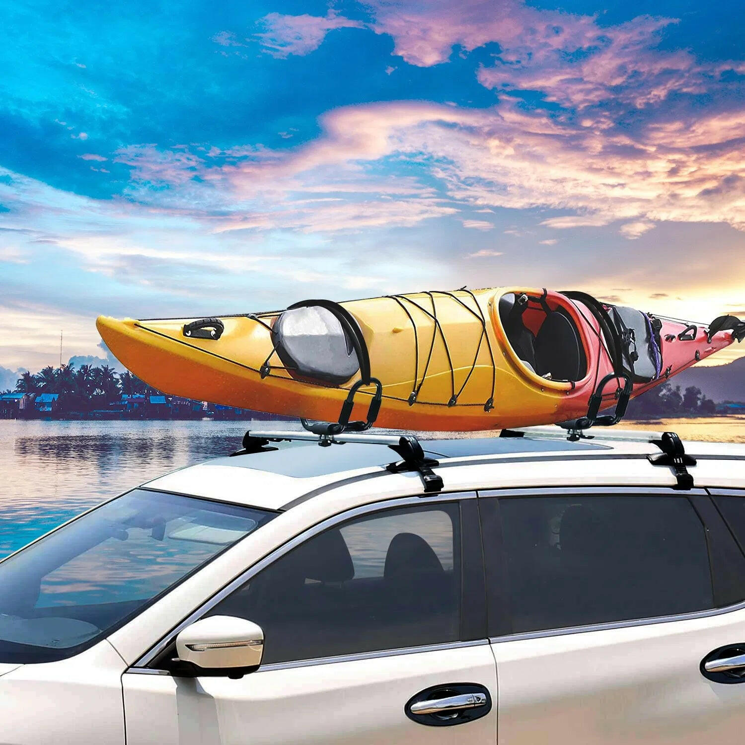 Universal Kayak Roof Rack J Bar, 1 Pairs-Bar Rack HD Kayak Carrier Canoe Boat Surf Ski Roof Top Mount Car SUV Crossbar.