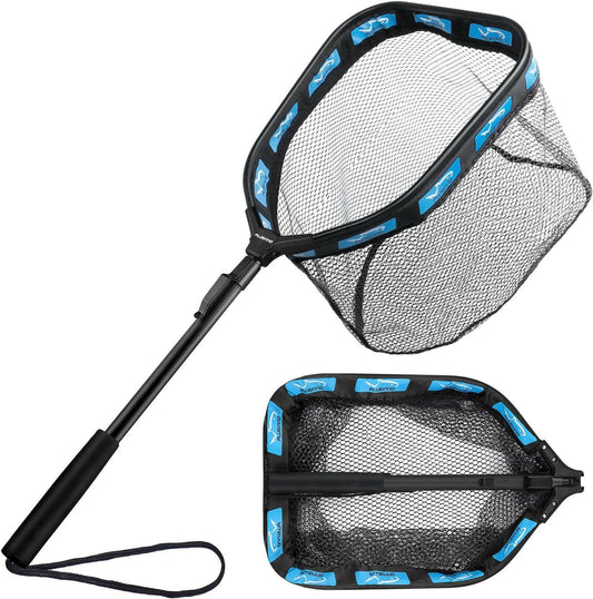 Premium Floating Fishing Net - Perfect for Steelhead, Salmon, Trout & More - Rubber Coated for Easy Catch & Release - Compact & Foldable Design for Convenient Transport & Storage.
