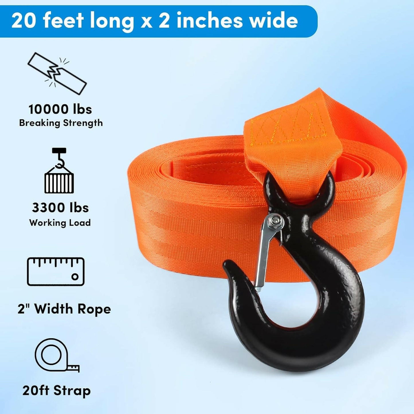 Upgrade Your Towing Game! 🚤💪 2" x 20' Boat Winch Strap with Hook - Perfect for Trailers, Jet Skis, and More! Choose Your Color! 🌈.