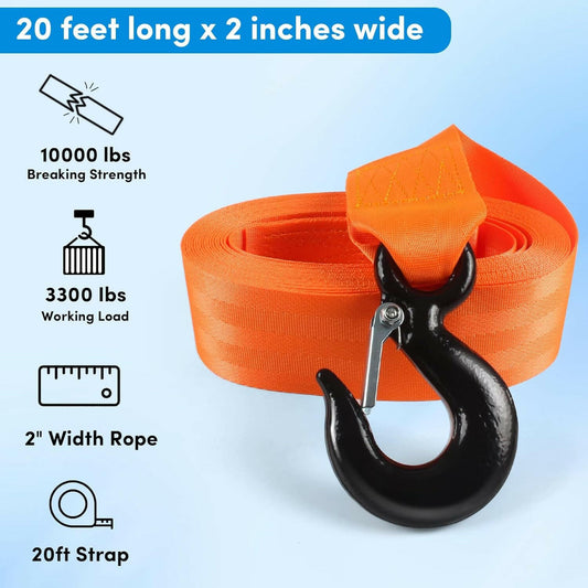 Upgrade Your Towing Game! 🚤💪 2" x 20' Boat Winch Strap with Hook - Perfect for Trailers, Jet Skis, and More! Choose Your Color! 🌈.