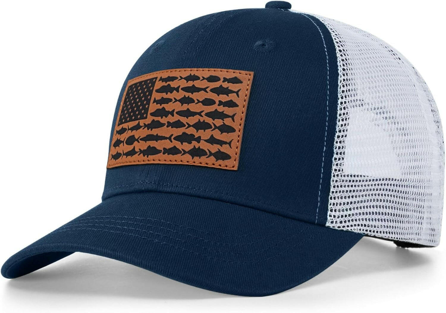 American Fish Flag Trucker Hats - Ideal Gifts for Fishing Enthusiasts, Camping, and Everyday Use
