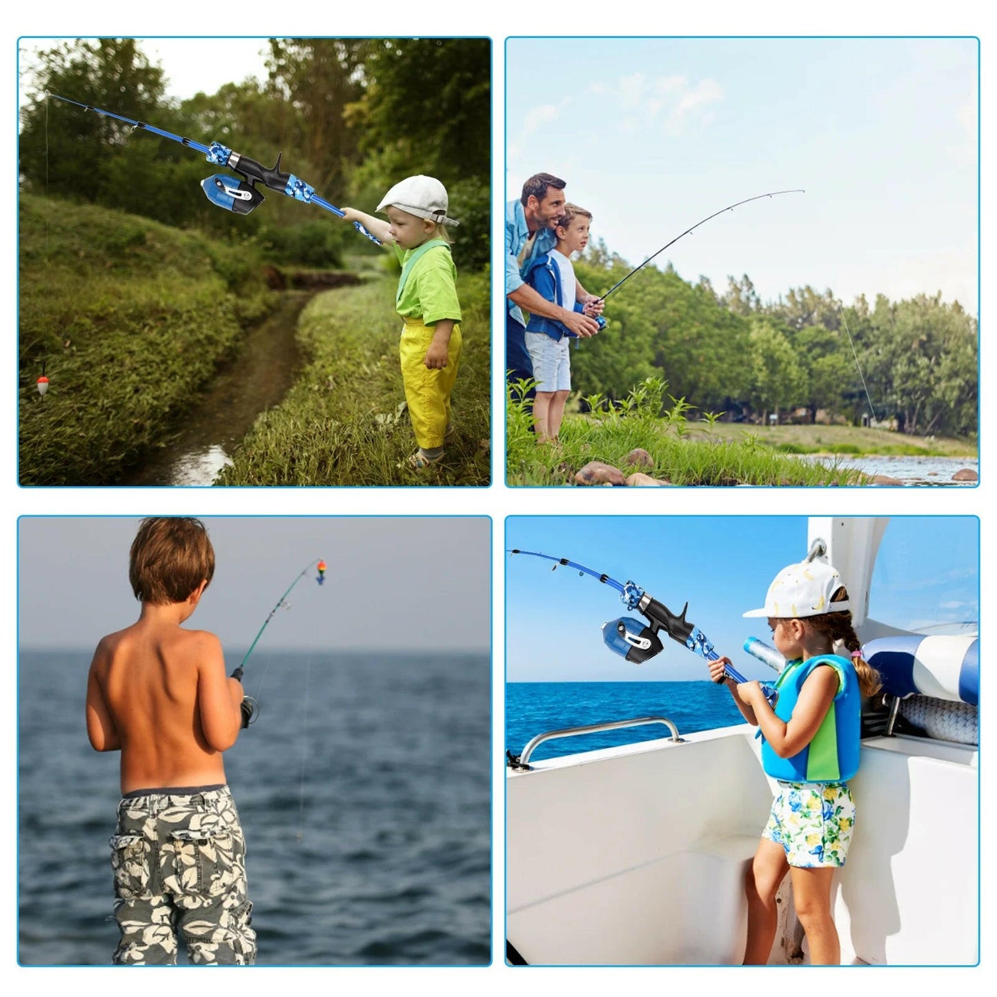 Telescopic Kids Fishing Pole Combo with Spincast Reel - Perfect for Boys, Girls, and Family Fun!.