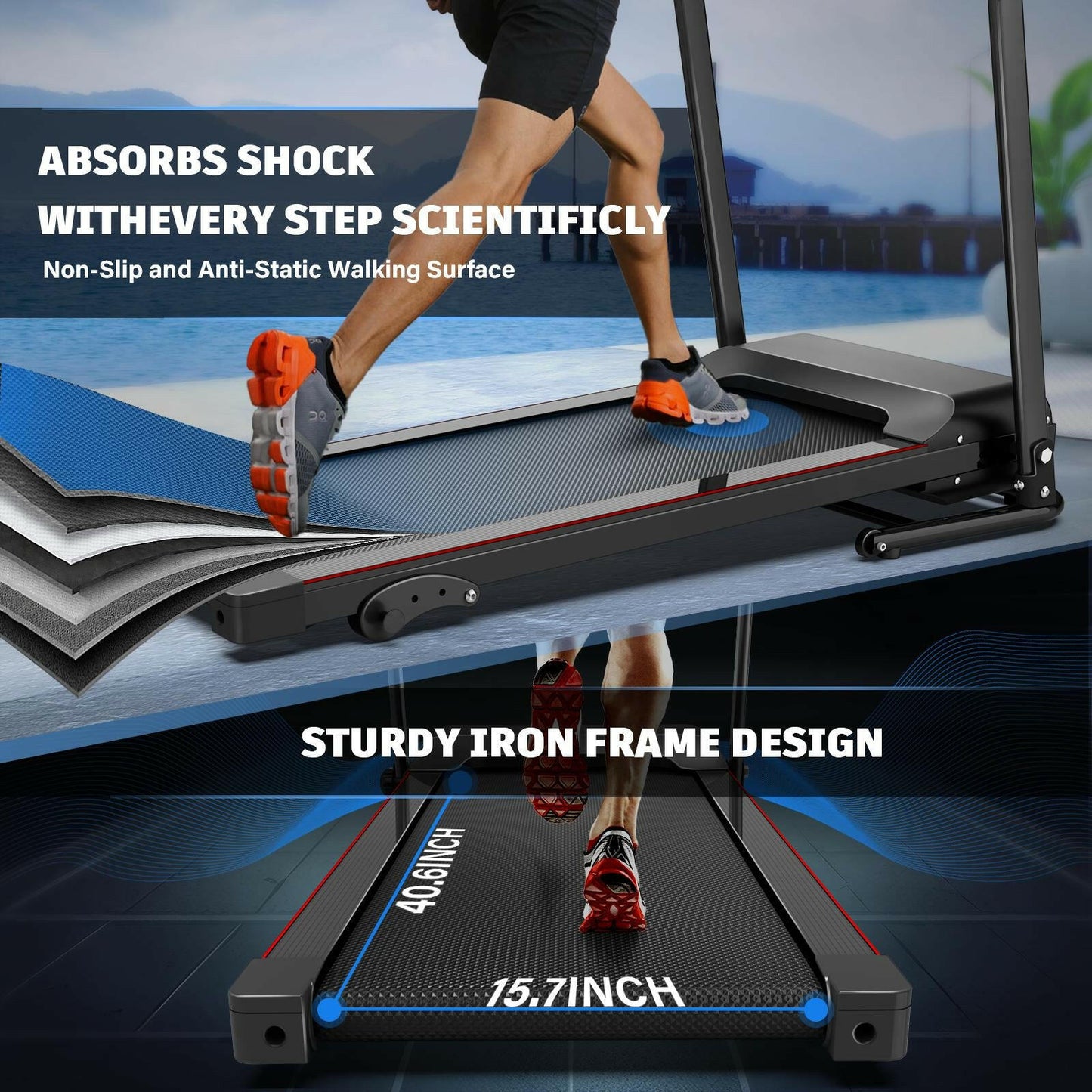 Versatile Indoor Aerobic Treadmill with Adjustable Incline and Easy Mobility for All Fitness Levels