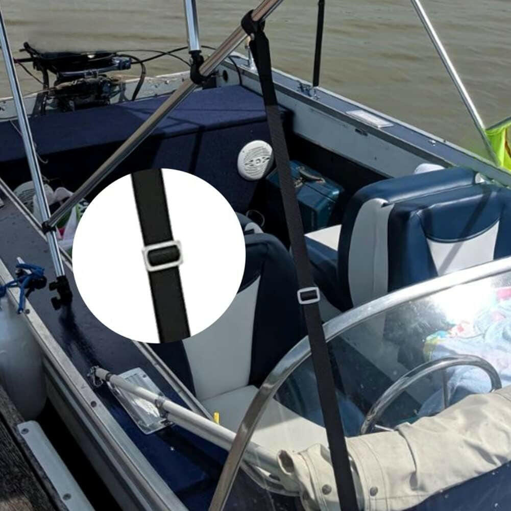 Heavy Duty 2 Pack Adjustable Bimini Boat Top Straps with Double End Snap Hook - 28"-60" Marine Nylon Webbing for Durable Boat Canopy and Awning Support.