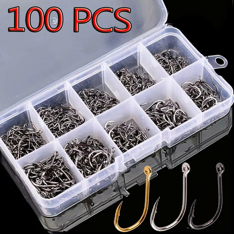 100PCS Premium Barbed Fishing Hooks Set for Carp & Sea Fishing - Luyatai Accessories.