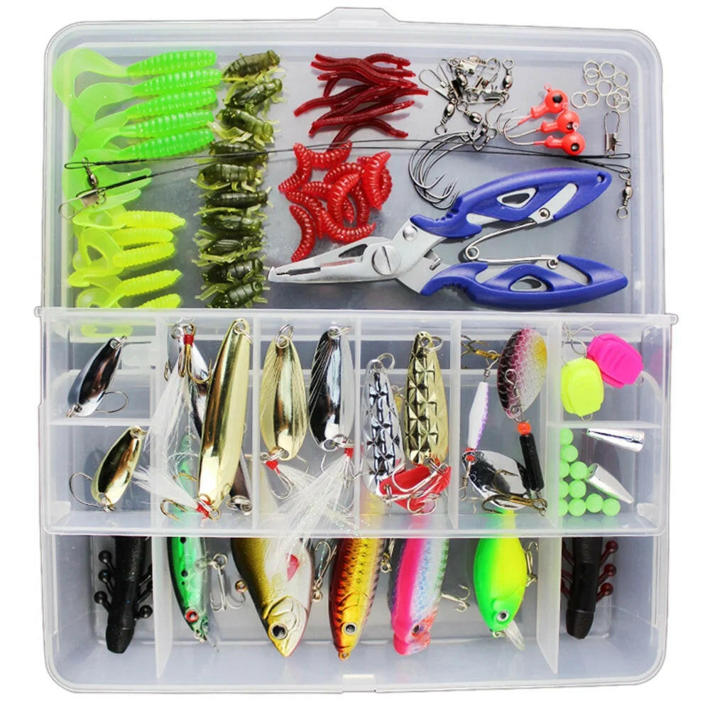 Ultimate 101-Piece Fishing Lures Kit - Mixed Hard & Soft Baits, Topwater Floating Lures, Hooks & Accessories for Every Angler.