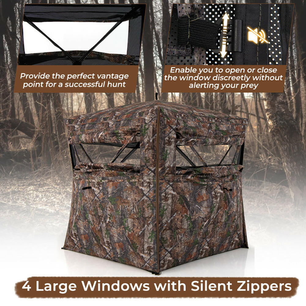 360-Degree One-Way See-Through Ground Blind for 2-3 Persons.
