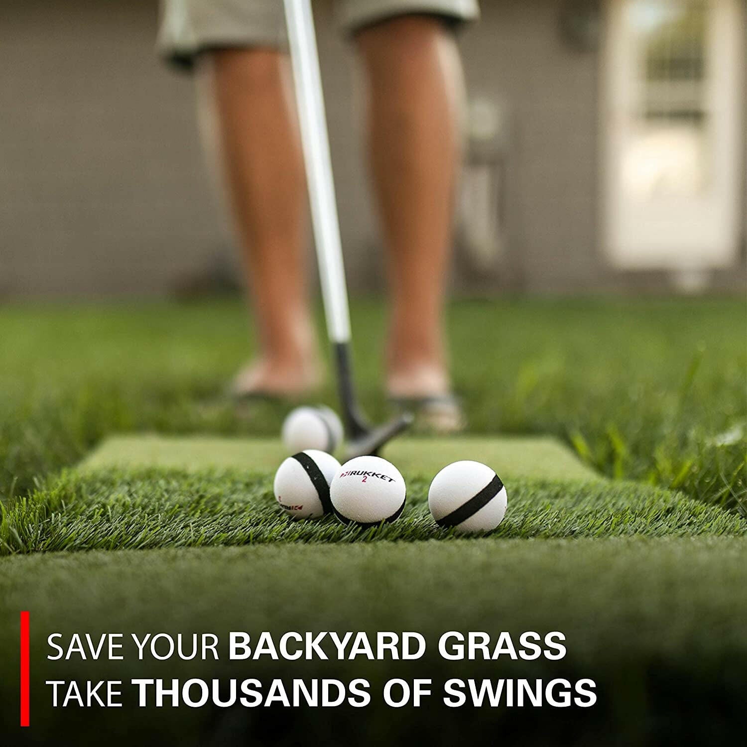 Rukket Tri-Turf Golf Hitting Mat - Portable Training Aid for Backyard Driving & Chipping with Adjustable Tees & Foam Balls.