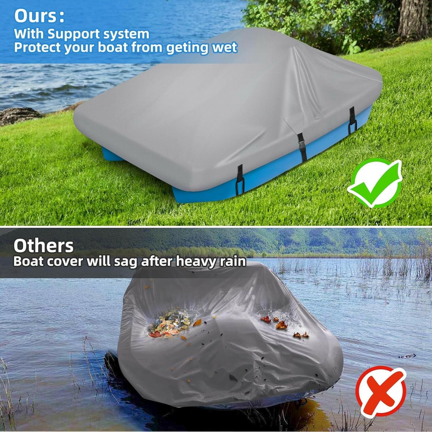 Stylish Waterproof Cover for Paddle Boats - Adjustable Support for 3 or 5 Person Fun! 🚤💧 #BoatLife #WaterSports.