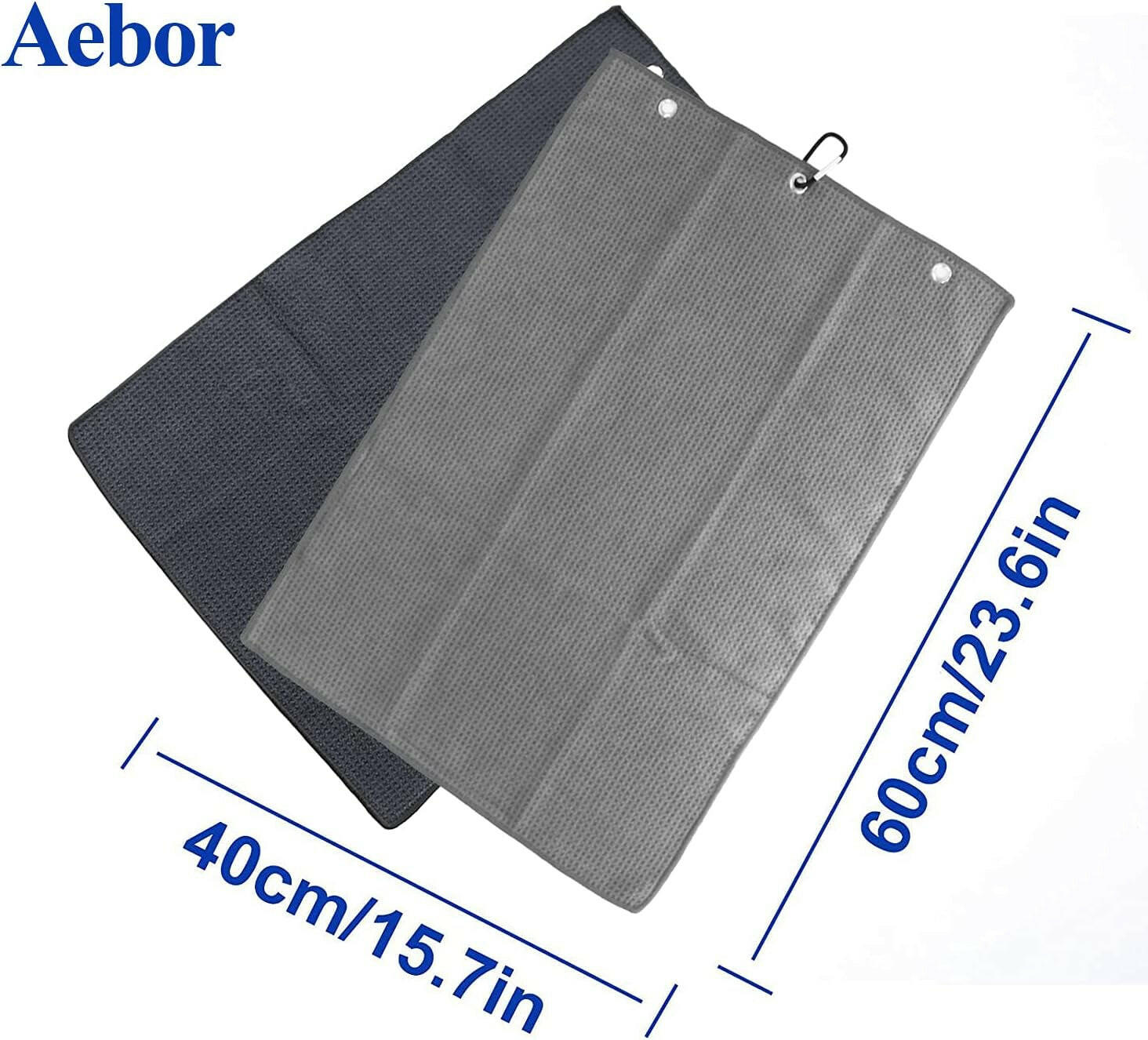 Premium Microfiber Golf Towels - Tri-Fold Waffle Pattern with Club Groove Cleaner Brush Kit - Perfect Gift for Golfers (2 Black Towels + Black Brush)