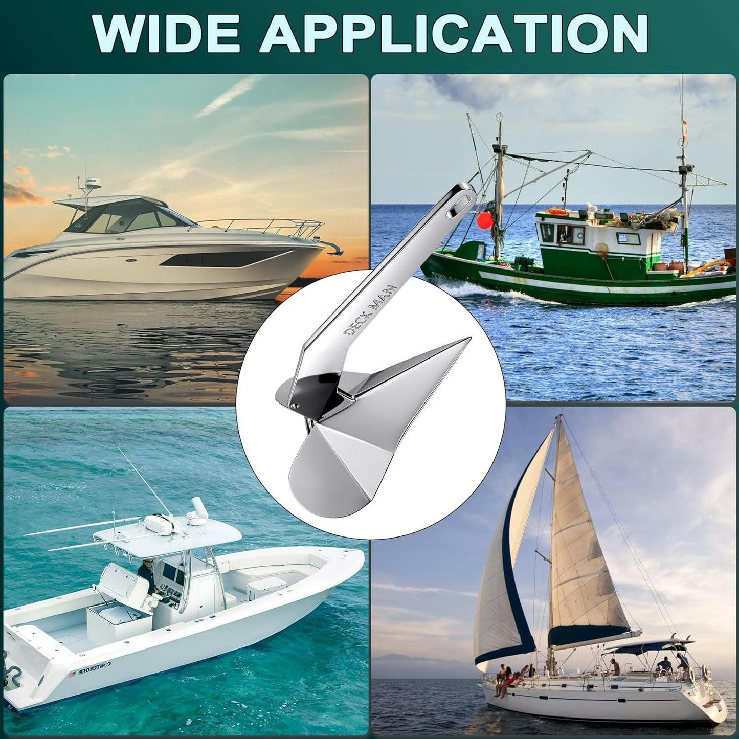 Boat Anchor 316 Stainless Steel (Marine Grade) Delta-Style Anchor Heavy Duty Triangular Anchor Wing Style Triangle Anchor.