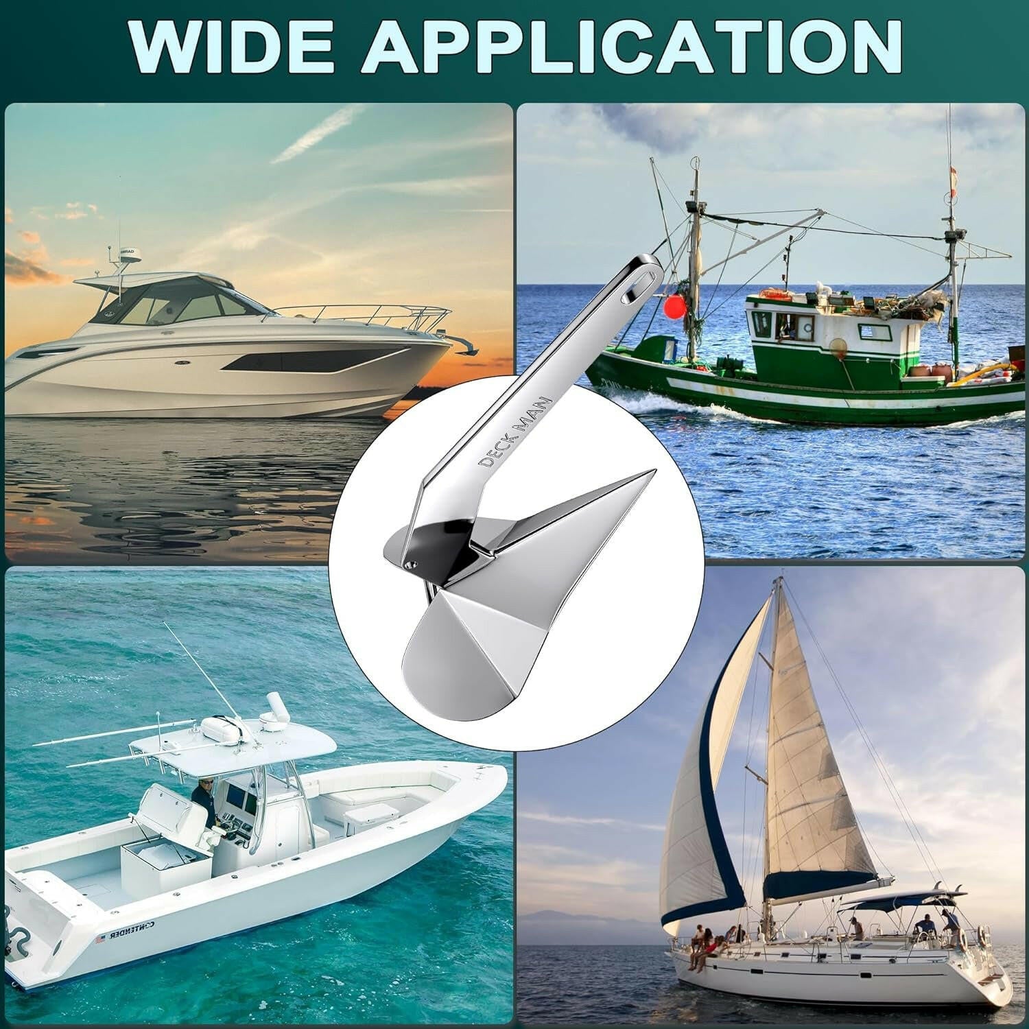 Boat Anchor 316 Stainless Steel (Marine Grade) Delta-Style Anchor Heavy Duty Triangular Anchor Wing Style Triangle Anchor.