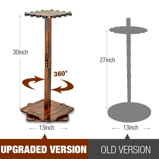 360° Rotating Wooden Fishing Rod Holder – Organizes Up to 16 Rods, Ideal Gift for Fishing Enthusiasts.