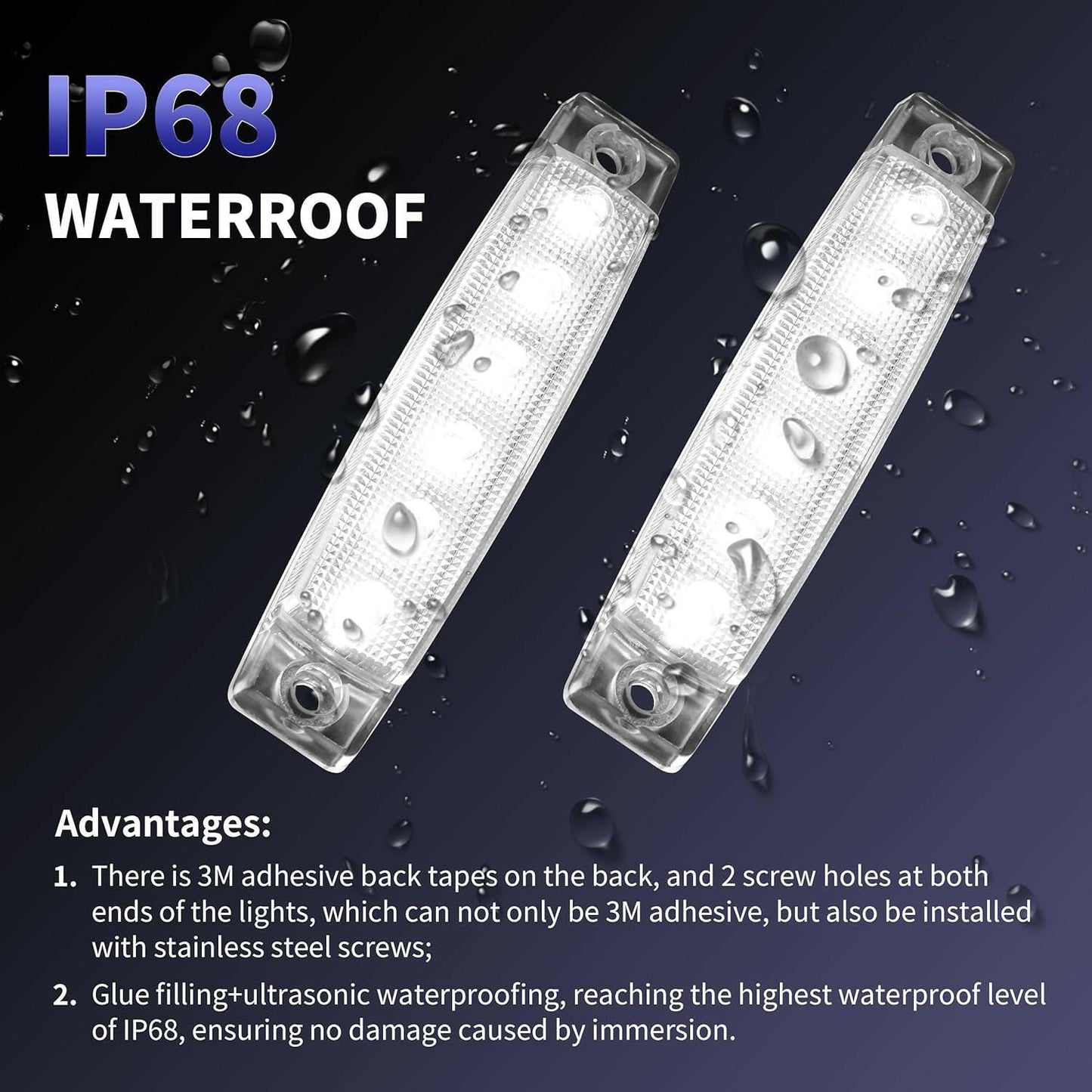Illuminate Your Water Adventures! 🌊✨ 12V Waterproof Marine LED Lights - Ideal for Boats, Pontoons, Yachts & Kayaks (4 Pack White) 🚤💡.