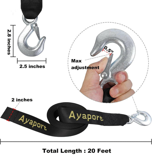 Upgrade Your Gear with Our Heavy-Duty 2' X 20' Trailer Strap - 6600Lbs Strength for Marine, ATV & Fishing Adventures! 🛥️💪.