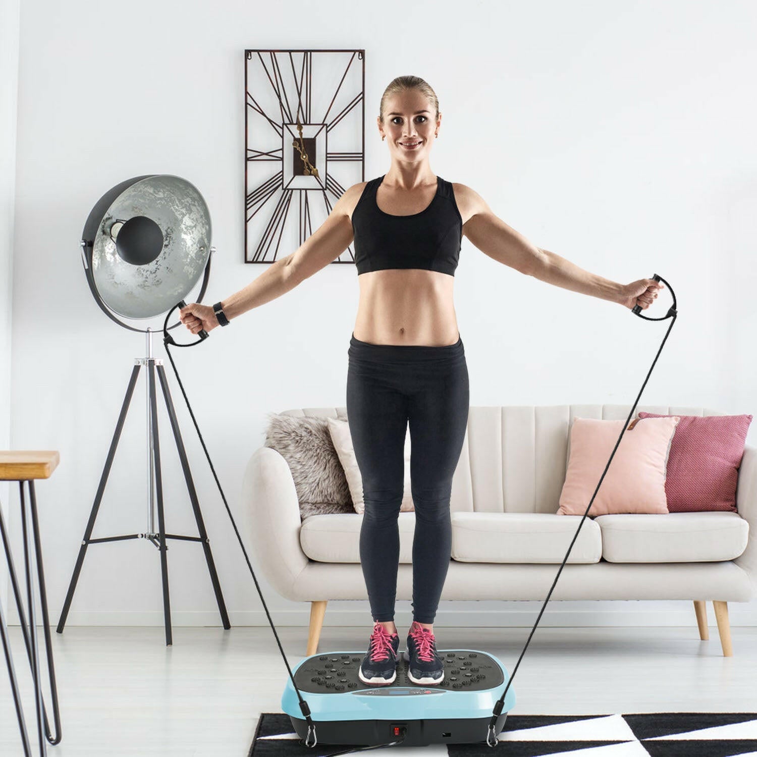 Vibration Exercise Machine with Resistance Bands and Remote Control - Whole Body Vibration Platform for Home Fitness and Weight Loss