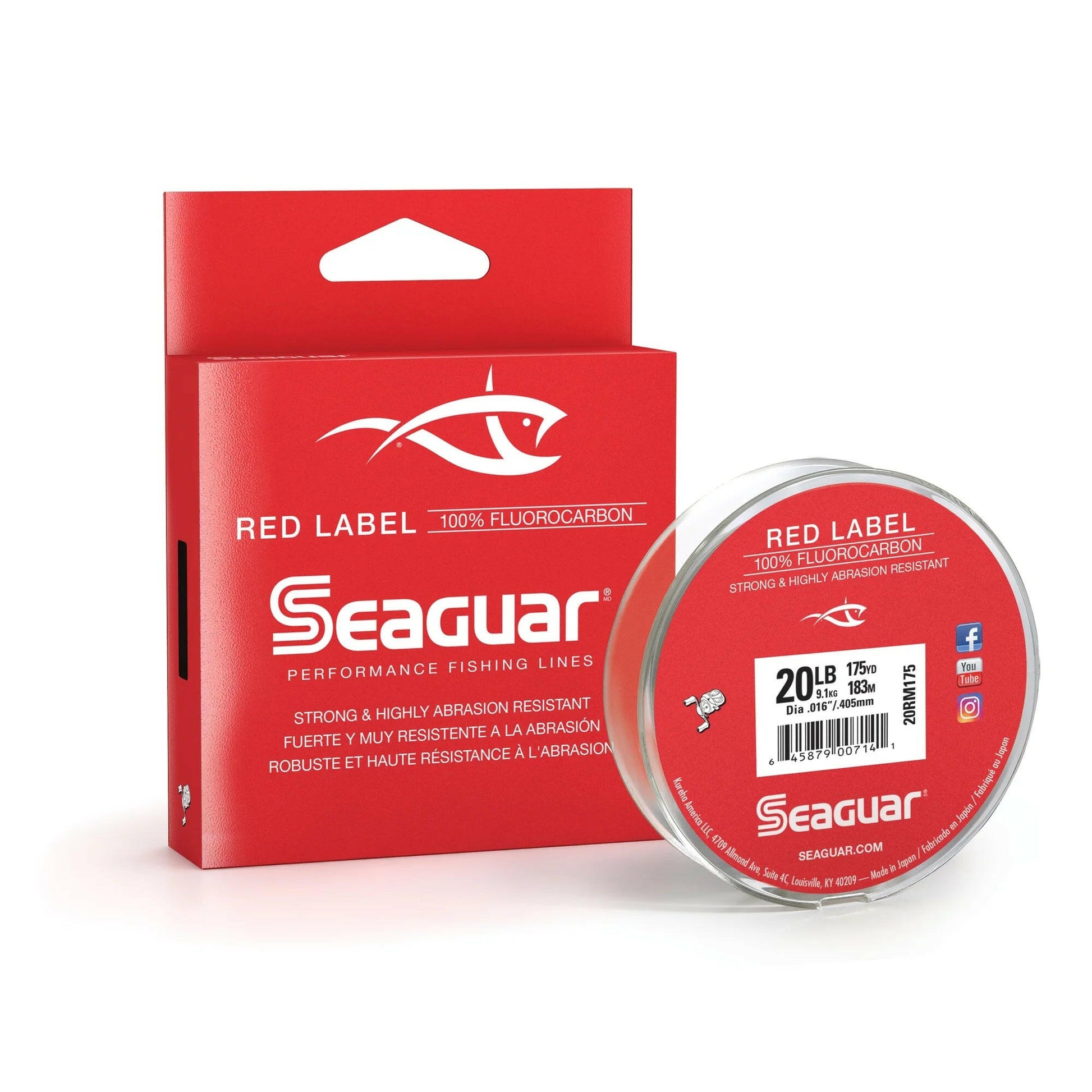 Red Label 100% Fluorocarbon Fishing Line - 20Lbs Strength, 175Yds Length - Ultimate Performance for Anglers.