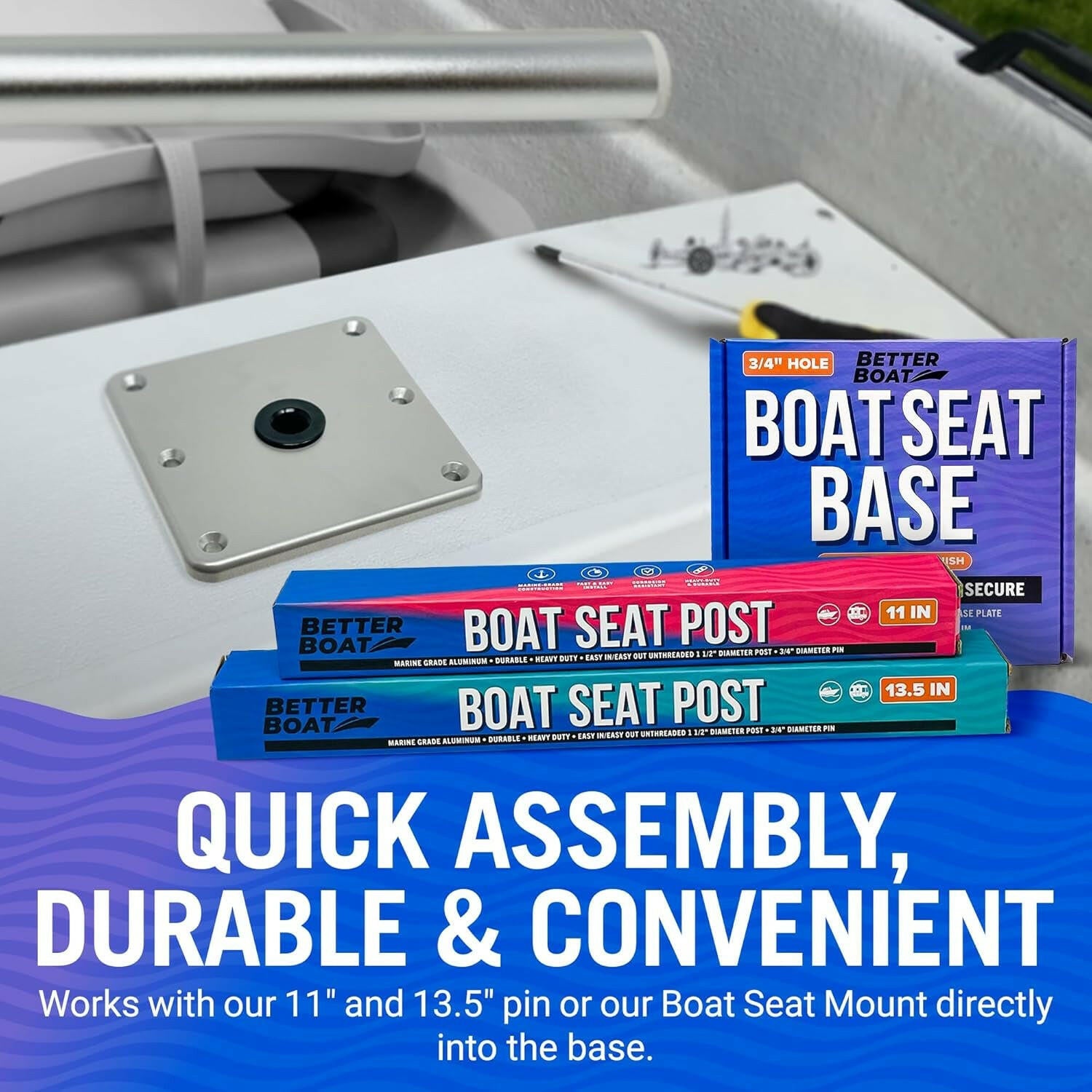 Transform Your Fishing Adventures with Our Premium 7" X 7" Aluminum Boat Seat Pedestal Base Plate – Ideal for Jon Boats! 🛥️🎣.