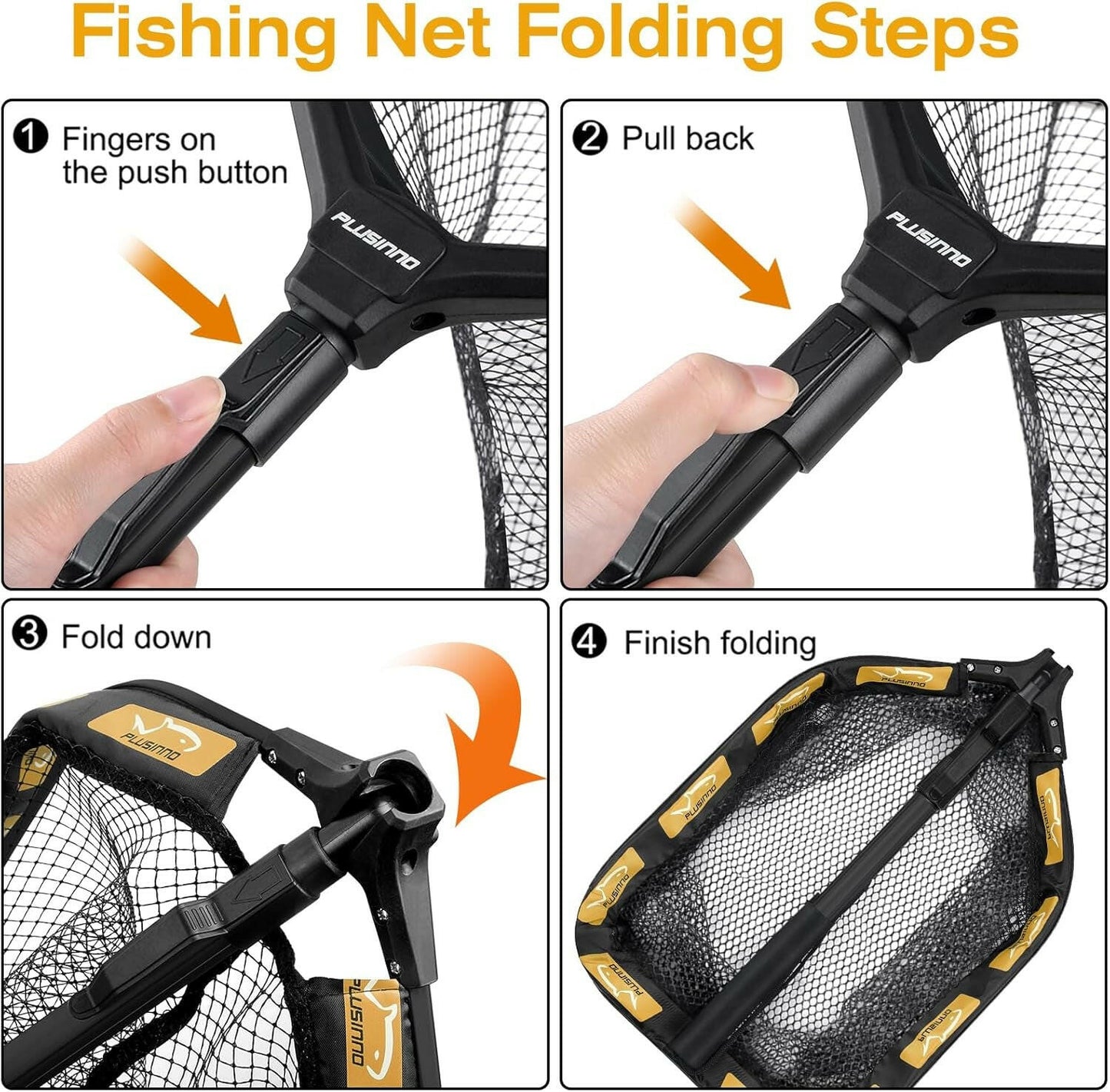 Floating Fishing Net for Steelhead, Salmon, Fly, Kayak, Catfish, Bass, Trout Fishing, Rubber Coated Landing Net for Easy Catch & Release, Compact & Foldable for Easy Transportation & Storage.
