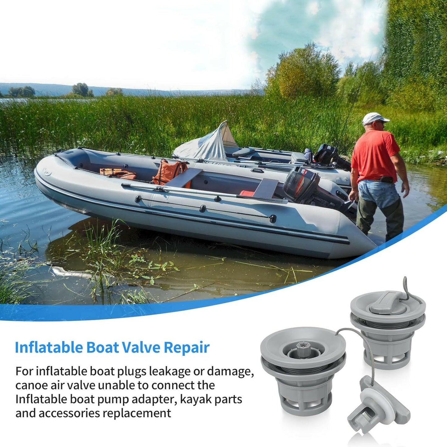 Upgrade Your Adventure! 🌊✨ Inflatable Boat Air Valve Cap Plugs Kit - Perfect for Kayaks, Rafts & More! 🚣‍♂️💨 (Pack of 2).