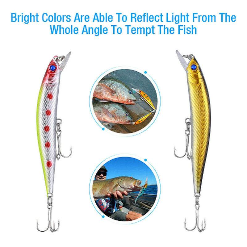 10PCS Fishing Lures Crankbaits Jerk Bait Minnow Lot Hooks Crank Bait Bass Tackle.