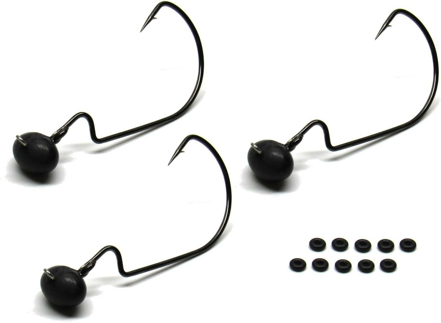 Harmony Fishing Tungsten Swing Football Jigs - Pack of 3 with 10 Bait Pegs for Bass Fishing