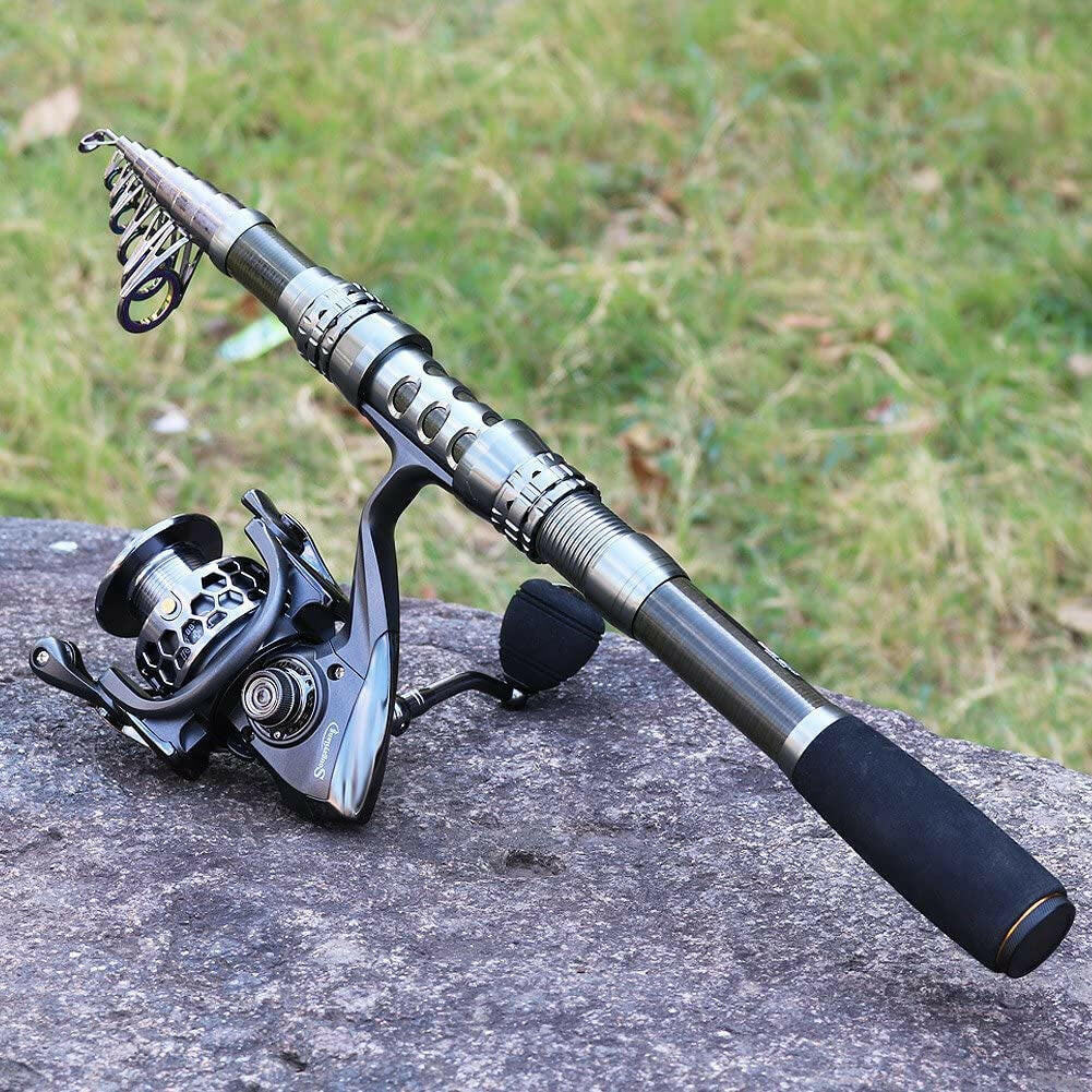 Ultimate Fishing Rod Reel Combo - Telescopic Pole & Spinning Reel with Travel Carrier Bag for Saltwater & Freshwater Adventures.