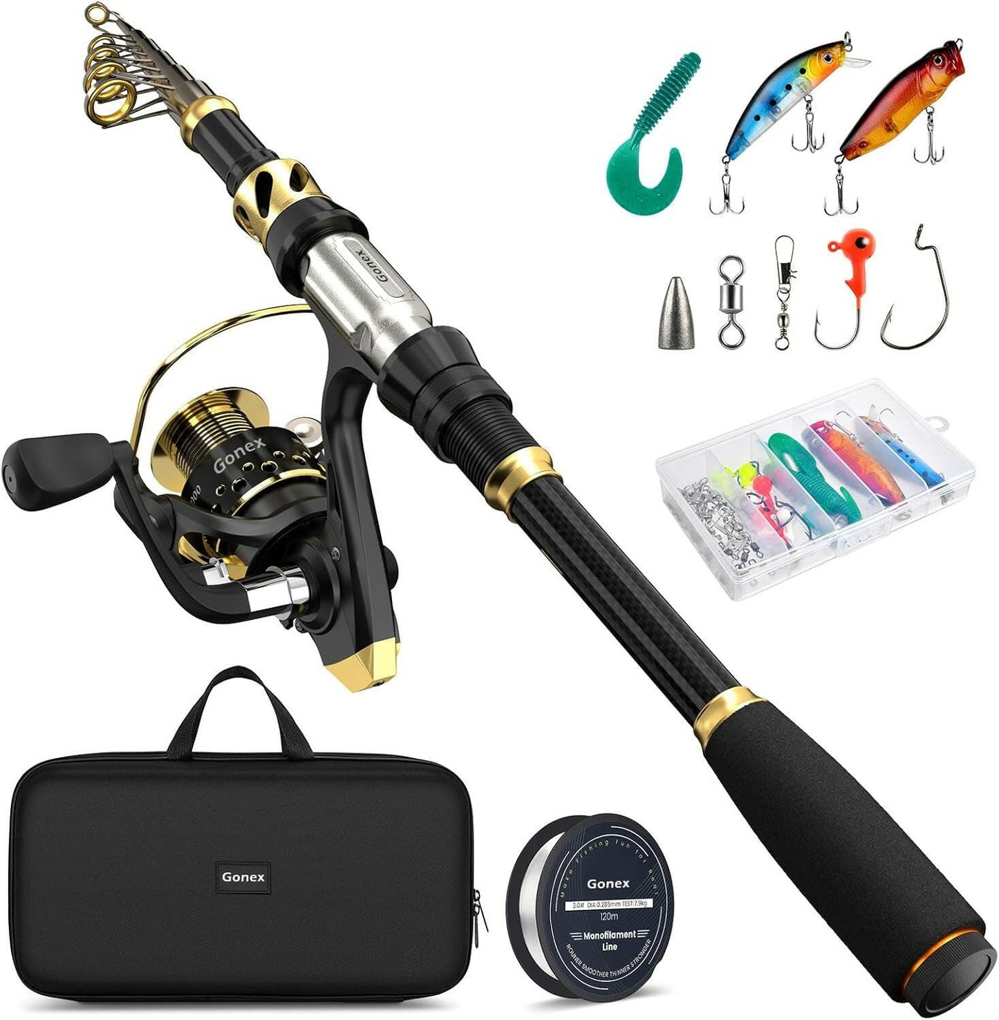 Ultimate Fishing Rod and Reel Combo - Telescopic Pole Set with Fishing Line, Lures Kit & Carry Bag for Saltwater & Freshwater Adventures (6-9 Feet).