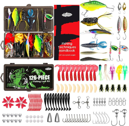 Premium Fishing Lure Kit 2025 - Complete Tackle Box with Assorted Vibs, Frogs, Minnows, Soft Baits, Hooks & Weights for Freshwater Bass, Walleye, and Trout Fishing